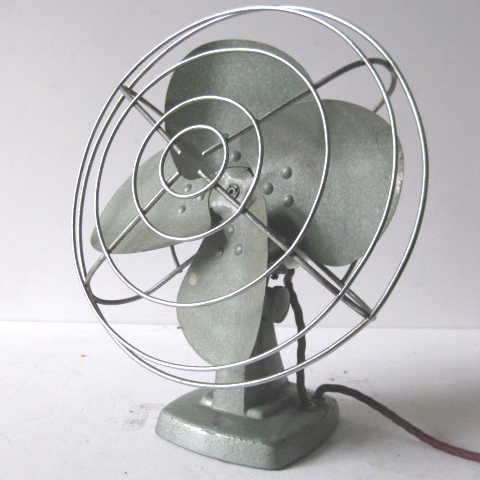 FAN, Table Fan 1950s - Green Grey Hammertone